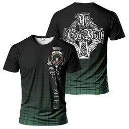 ScotsTee Shop Scottish Ross Hunting Ancient Clan Crest Tartan T Shirt Featuring Alba Gu Brath Scotland Forever and Ever Celtic Cross