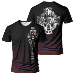ScotsTee Shop Scottish Skene of Cromar Clan Crest Tartan T Shirt Featuring Alba Gu Brath Scotland Forever and Ever Celtic Cross