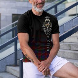 ScotsTee Shop Scottish Skene of Cromar Clan Crest Tartan T Shirt Featuring Alba Gu Brath Scotland Forever and Ever Celtic Cross