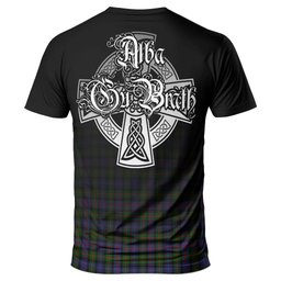 ScotsTee Shop Scottish Murray of Atholl Modern Clan Crest Tartan T Shirt Featuring Alba Gu Brath Scotland Forever and Ever Celtic Cross