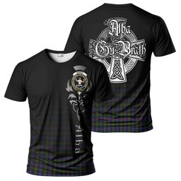 ScotsTee Shop Scottish Murray of Atholl Modern Clan Crest Tartan T Shirt Featuring Alba Gu Brath Scotland Forever and Ever Celtic Cross