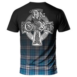 ScotsTee Shop Scottish Roberton Clan Crest Tartan T Shirt Featuring Alba Gu Brath Scotland Forever and Ever Celtic Cross