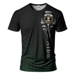 ScotsTee Shop Scottish Menzies Green Clan Crest Tartan T Shirt Featuring Alba Gu Brath Scotland Forever and Ever Celtic Cross