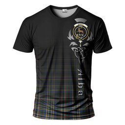 ScotsTee Shop Scottish Scott Green Modern Clan Crest Tartan T Shirt Featuring Alba Gu Brath Scotland Forever and Ever Celtic Cross