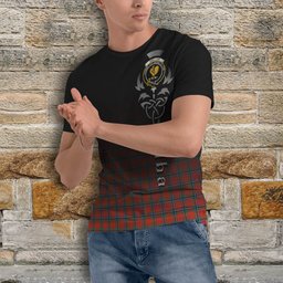 ScotsTee Shop Scottish Sinclair Ancient Clan Crest Tartan T Shirt Featuring Alba Gu Brath Scotland Forever and Ever Celtic Cross