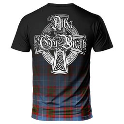 ScotsTee Shop Scottish Skirving Clan Crest Tartan T Shirt Featuring Alba Gu Brath Scotland Forever and Ever Celtic Cross