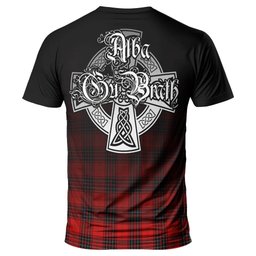 ScotsTee Shop Scottish Wemyss Modern Clan Crest Tartan T Shirt Featuring Alba Gu Brath Scotland Forever and Ever Celtic Cross