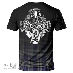 ScotsTee Shop Scottish Napier Clan Crest Tartan T Shirt Featuring Alba Gu Brath Scotland Forever and Ever Celtic Cross