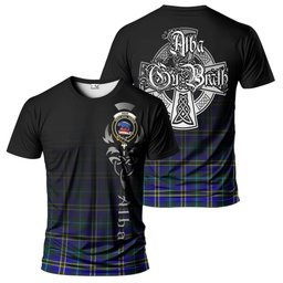 ScotsTee Shop Scottish Weir Modern Clan Crest Tartan T Shirt Featuring Alba Gu Brath Scotland Forever and Ever Celtic Cross