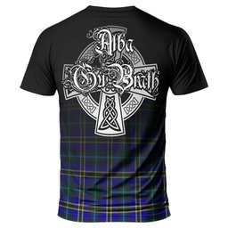 ScotsTee Shop Scottish Weir Modern Clan Crest Tartan T Shirt Featuring Alba Gu Brath Scotland Forever and Ever Celtic Cross