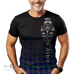 ScotsTee Shop Scottish Weir Modern Clan Crest Tartan T Shirt Featuring Alba Gu Brath Scotland Forever and Ever Celtic Cross