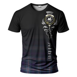 ScotsTee Shop Scottish Nevoy Clan Crest Tartan T Shirt Featuring Alba Gu Brath Scotland Forever and Ever Celtic Cross
