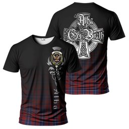 ScotsTee Shop Scottish Wishart Dress Clan Crest Tartan T Shirt Featuring Alba Gu Brath Scotland Forever and Ever Celtic Cross