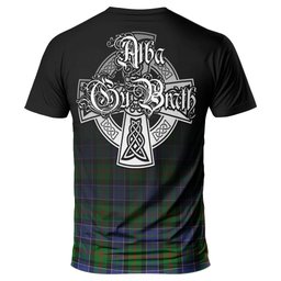 ScotsTee Shop Scottish Paterson Clan Crest Tartan T Shirt Featuring Alba Gu Brath Scotland Forever and Ever Celtic Cross