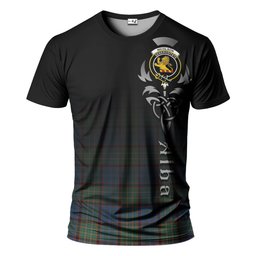 ScotsTee Shop Scottish Nicolson Hunting Ancient Clan Crest Tartan T Shirt Featuring Alba Gu Brath Scotland Forever and Ever Celtic Cross