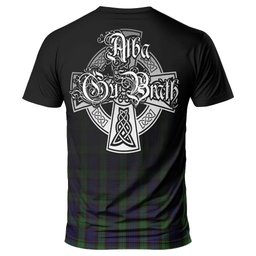 ScotsTee Shop Scottish Nicolson Green Hunting Clan Crest Tartan T Shirt Featuring Alba Gu Brath Scotland Forever and Ever Celtic Cross