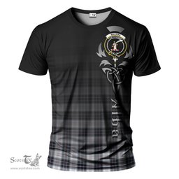 ScotsTee Shop Scottish MacRae Dress Modern Clan Crest Tartan T Shirt Featuring Alba Gu Brath Scotland Forever and Ever Celtic Cross