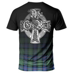 ScotsTee Shop Scottish Sutherland Ancient Clan Crest Tartan T Shirt Featuring Alba Gu Brath Scotland Forever and Ever Celtic Cross