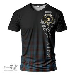 ScotsTee Shop Scottish Stewart Royal Blue Clan Crest Tartan T Shirt Featuring Alba Gu Brath Scotland Forever and Ever Celtic Cross