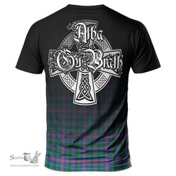 ScotsTee Shop Scottish Ralston Clan Crest Tartan T Shirt Featuring Alba Gu Brath Scotland Forever and Ever Celtic Cross