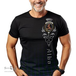 ScotsTee Shop Scottish Sutherland Clan Crest Tartan T Shirt Featuring Alba Gu Brath Scotland Forever and Ever Celtic Cross