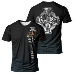 ScotsTee Shop Scottish Sutherland Clan Crest Tartan T Shirt Featuring Alba Gu Brath Scotland Forever and Ever Celtic Cross