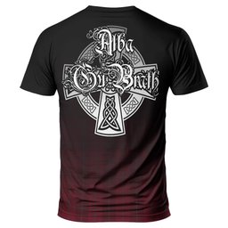 ScotsTee Shop Scottish Stirling of Keir Clan Crest Tartan T Shirt Featuring Alba Gu Brath Scotland Forever and Ever Celtic Cross
