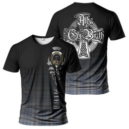 ScotsTee Shop Scottish Tweedie Clan Crest Tartan T Shirt Featuring Alba Gu Brath Scotland Forever and Ever Celtic Cross