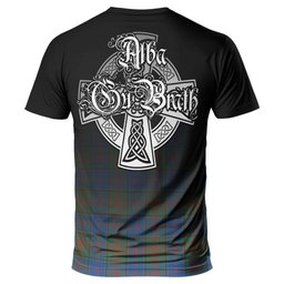 ScotsTee Shop Scottish Stewart of Appin Hunting Ancient Clan Crest Tartan T Shirt Featuring Alba Gu Brath Scotland Forever and Ever Celtic Cross