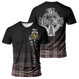 ScotsTee Shop Scottish MacPherson Hunting Ancient Clan Crest Tartan T Shirt Featuring Alba Gu Brath Scotland Forever and Ever Celtic Cross