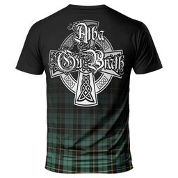ScotsTee Shop Scottish Wallace Hunting Ancient Clan Crest Tartan T Shirt Featuring Alba Gu Brath Scotland Forever and Ever Celtic Cross