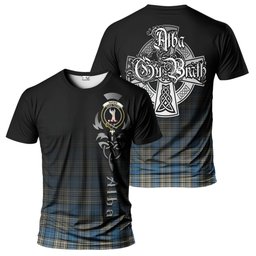 ScotsTee Shop Scottish Napier Ancient Clan Crest Tartan T Shirt Featuring Alba Gu Brath Scotland Forever and Ever Celtic Cross