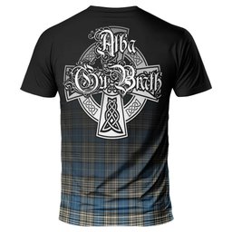 ScotsTee Shop Scottish Napier Ancient Clan Crest Tartan T Shirt Featuring Alba Gu Brath Scotland Forever and Ever Celtic Cross