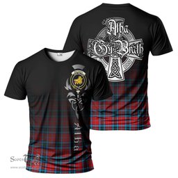 ScotsTee Shop Scottish MacTavish Modern Clan Crest Tartan T Shirt Featuring Alba Gu Brath Scotland Forever and Ever Celtic Cross