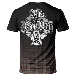 ScotsTee Shop Scottish Nicolson Hunting Weathered Clan Crest Tartan T Shirt Featuring Alba Gu Brath Scotland Forever and Ever Celtic Cross