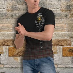 ScotsTee Shop Scottish Nicolson Hunting Weathered Clan Crest Tartan T Shirt Featuring Alba Gu Brath Scotland Forever and Ever Celtic Cross