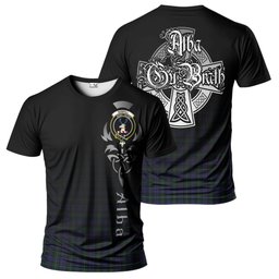 ScotsTee Shop Scottish Sempill Clan Crest Tartan T Shirt Featuring Alba Gu Brath Scotland Forever and Ever Celtic Cross