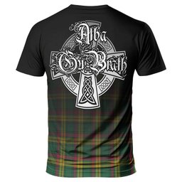 ScotsTee Shop Scottish MacMillan Old Ancient Clan Crest Tartan T Shirt Featuring Alba Gu Brath Scotland Forever and Ever Celtic Cross