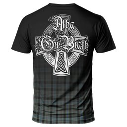 ScotsTee Shop Scottish Ogilvie (Ogilvy) Hunting Clan Crest Tartan T Shirt Featuring Alba Gu Brath Scotland Forever and Ever Celtic Cross