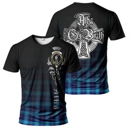 ScotsTee Shop Scottish McKerrell Clan Crest Tartan T Shirt Featuring Alba Gu Brath Scotland Forever and Ever Celtic Cross