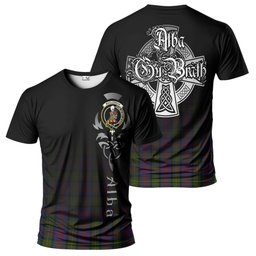 ScotsTee Shop Scottish MacLennan Clan Crest Tartan T Shirt Featuring Alba Gu Brath Scotland Forever and Ever Celtic Cross