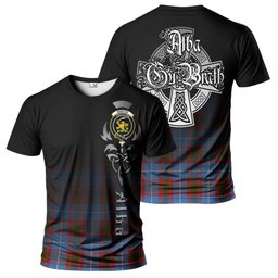 ScotsTee Shop Scottish Newton Clan Crest Tartan T Shirt Featuring Alba Gu Brath Scotland Forever and Ever Celtic Cross