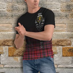 ScotsTee Shop Scottish Udny Clan Crest Tartan T Shirt Featuring Alba Gu Brath Scotland Forever and Ever Celtic Cross