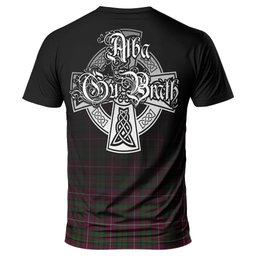 ScotsTee Shop Scottish Stewart of Bute Hunting Clan Crest Tartan T Shirt Featuring Alba Gu Brath Scotland Forever and Ever Celtic Cross