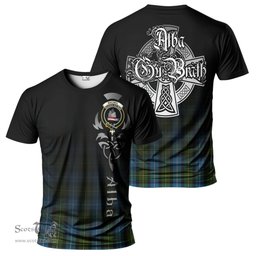 ScotsTee Shop Scottish MacNeil of Barra Clan Crest Tartan T Shirt Featuring Alba Gu Brath Scotland Forever and Ever Celtic Cross