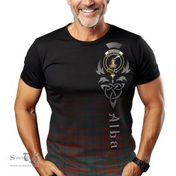 ScotsTee Shop Scottish Matheson Ancient Clan Crest Tartan T Shirt Featuring Alba Gu Brath Scotland Forever and Ever Celtic Cross