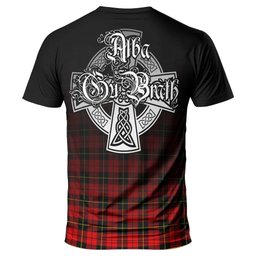 ScotsTee Shop Scottish Wallace Hunting Red Clan Crest Tartan T Shirt Featuring Alba Gu Brath Scotland Forever and Ever Celtic Cross