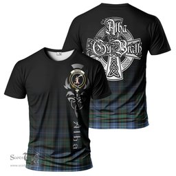 ScotsTee Shop Scottish MacRae Hunting Ancient Clan Crest Tartan T Shirt Featuring Alba Gu Brath Scotland Forever and Ever Celtic Cross