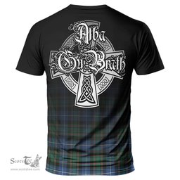 ScotsTee Shop Scottish MacRae Hunting Ancient Clan Crest Tartan T Shirt Featuring Alba Gu Brath Scotland Forever and Ever Celtic Cross