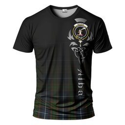 ScotsTee Shop Scottish MacRae Hunting Clan Crest Tartan T Shirt Featuring Alba Gu Brath Scotland Forever and Ever Celtic Cross
